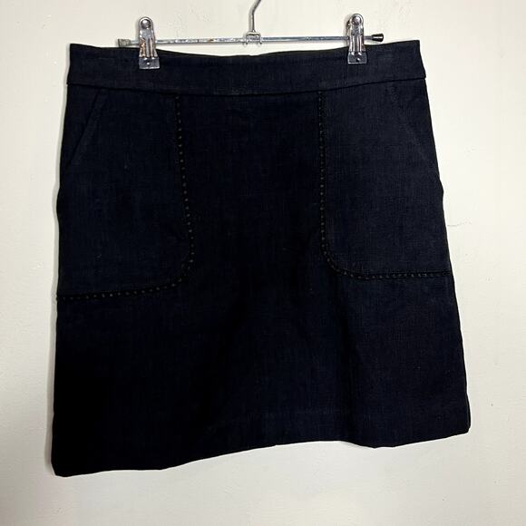 Loft Black A Line Tweed Skirt Patch Pockets Size 6 Workwear Office Career - Picture 1 of 6